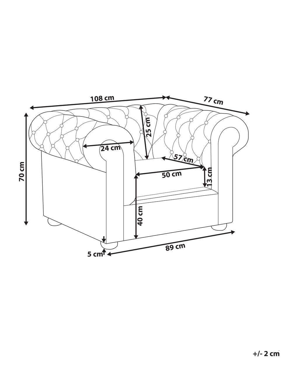 Leather Armchair Brown CHESTERFIELD Beliani.co.uk