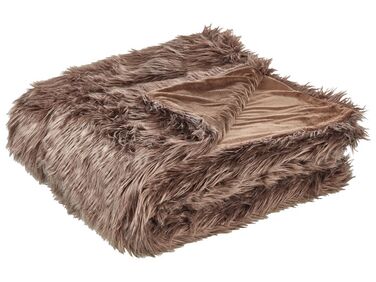 Faux Fur Bedspread 200 x 220 cm Brown DELICE