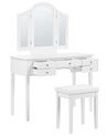5 Drawers Dressing Table with Mirror and Stool White LUMIERE_827334