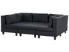 Ötszemélyes kombinálható fekete kárpitozott kanapé ottománnal UNSTAD_893516