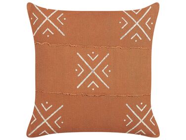 Cotton Cushion Geometric Pattern 45 x 45 cm Orange and White VITIS