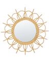 Rattanowe okrągłe lustro ścienne słońce ⌀ 60 cm naturalne TELAKIA_822207