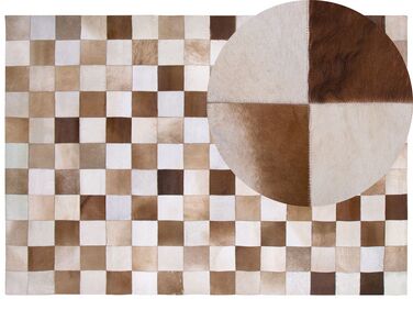 Kožený koberec 160 x 230 cm hnedá/béžová SOLMAZ