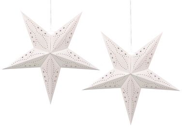 Set of 2 LED Hanging Glitter Stars 60 cm White MOTTI
