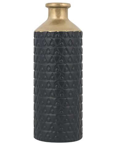 Jarrón decorativo de gres negro/dorado 39 cm ARSIN