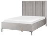 Zamatová posteľ s nočnými stolíkmi 140 x 200 cm sivá SEZANNE_800108