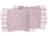 Sada 2 bavlněných makramé polštářů  40 x 40 cm růžové YANIKLAR_768952