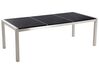 Conjunto de jardín mesa con tablero de piedra natural 220 cm, 8 sillas de tela negras GROSSETO _453213