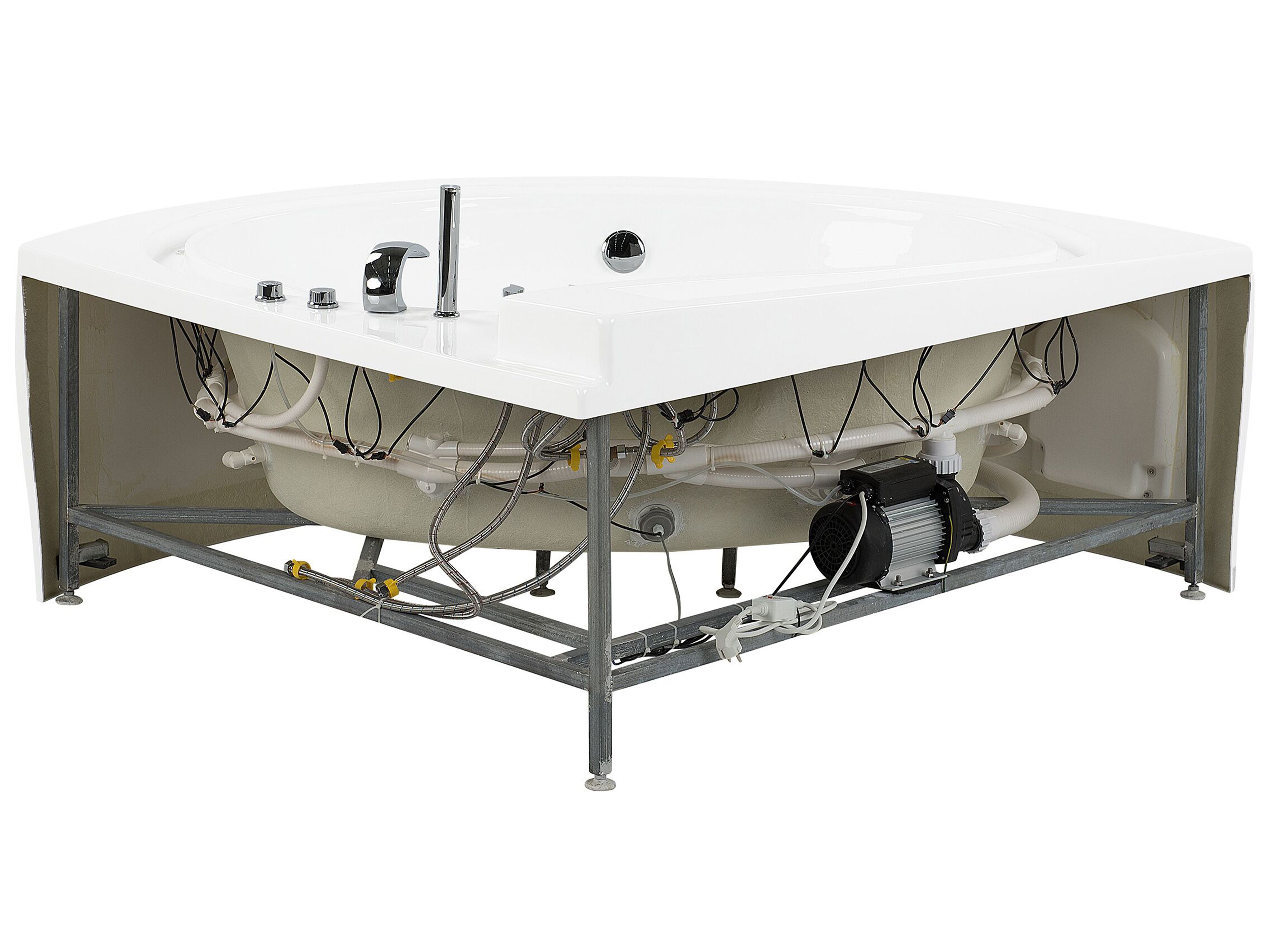 Wanna narożna LED z hydromasażem biała PELICAN