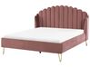 Łóżko welurowe 160 x 200 cm różowe AMBILLOU_819209