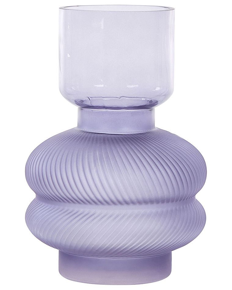 Blomvas 24 Cm Glas Lila RODIA Beliani se blomvas-24-cm-glas-lila-rodia-beliani-se