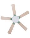 Ceiling Fan with Light Green and Light Wood HOBBLE_862442