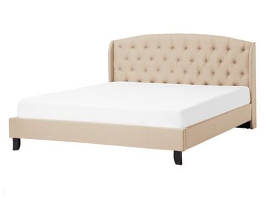 Čalúnená posteľ 140 x 200 cm béžová BORDEAUX