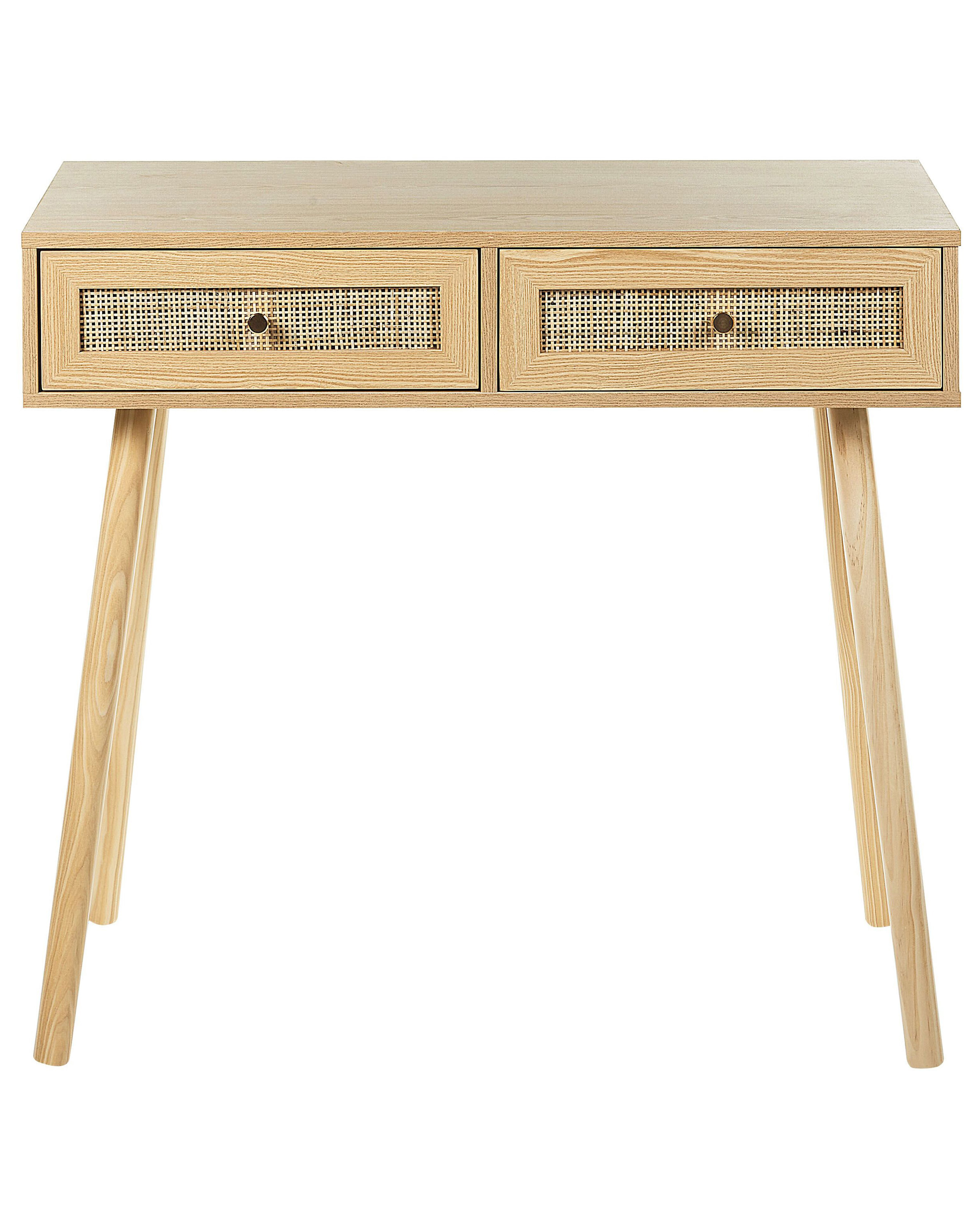 Rattan 2 Drawer Console Table Light Wood ODELL_848814
