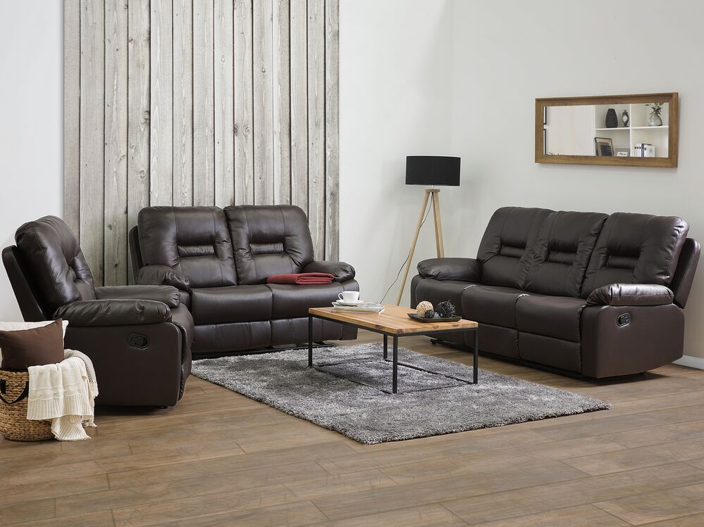 Faux Leather Living Room Set Brown BERGEN | Beliani.co.uk