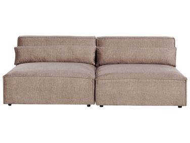 2 Seater Modular Armless Fabric Sofa Brown HELLNAR