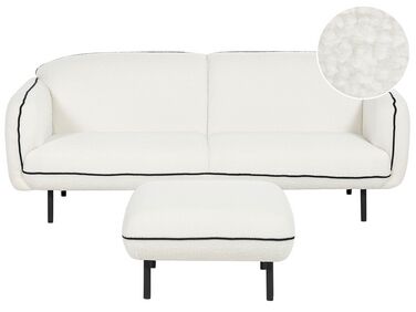 Boucle-sofa med skammel Hvid TONSBERG