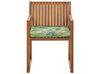 Set of 8 Acacia Wood Garden Dining Chairs with Leaf Pattern Green Cushions SASSARI_774910