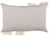 Almofada com bordado em algodão em cinzento e creme 35 x 55 cm OCIMUM_839027