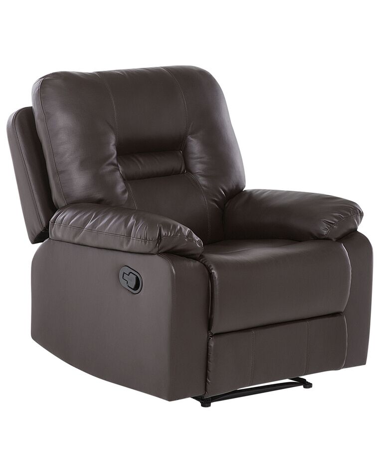 Fotel z manualną funkcją relaksu ekoskóra brązowy BERGEN_681454