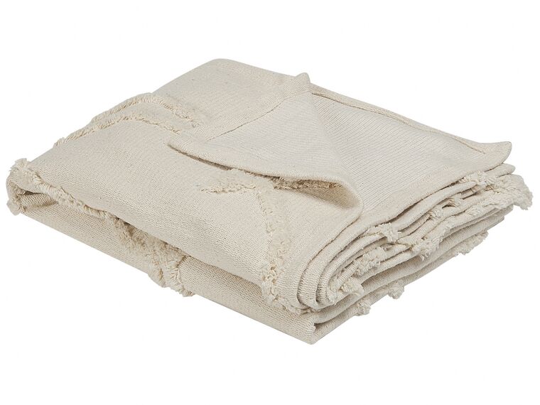Cotton Blanket 130 x 160 cm Beige ACACIA_820974