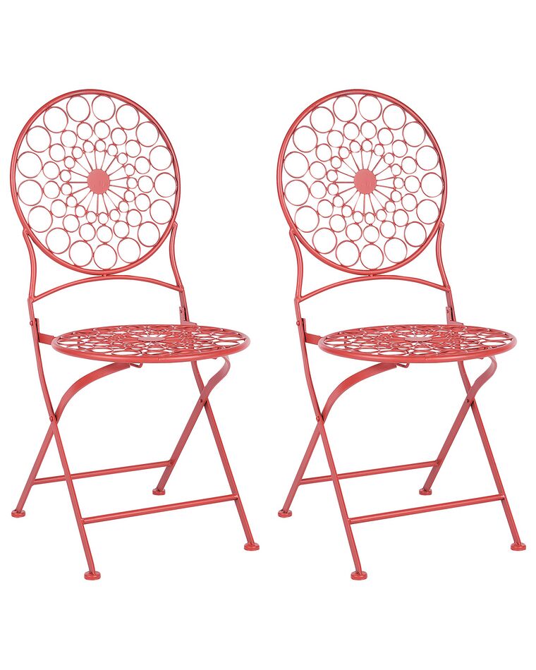 Zestaw 2 krzeseł ogrodowych metalowy czerwony SCARIO _856031