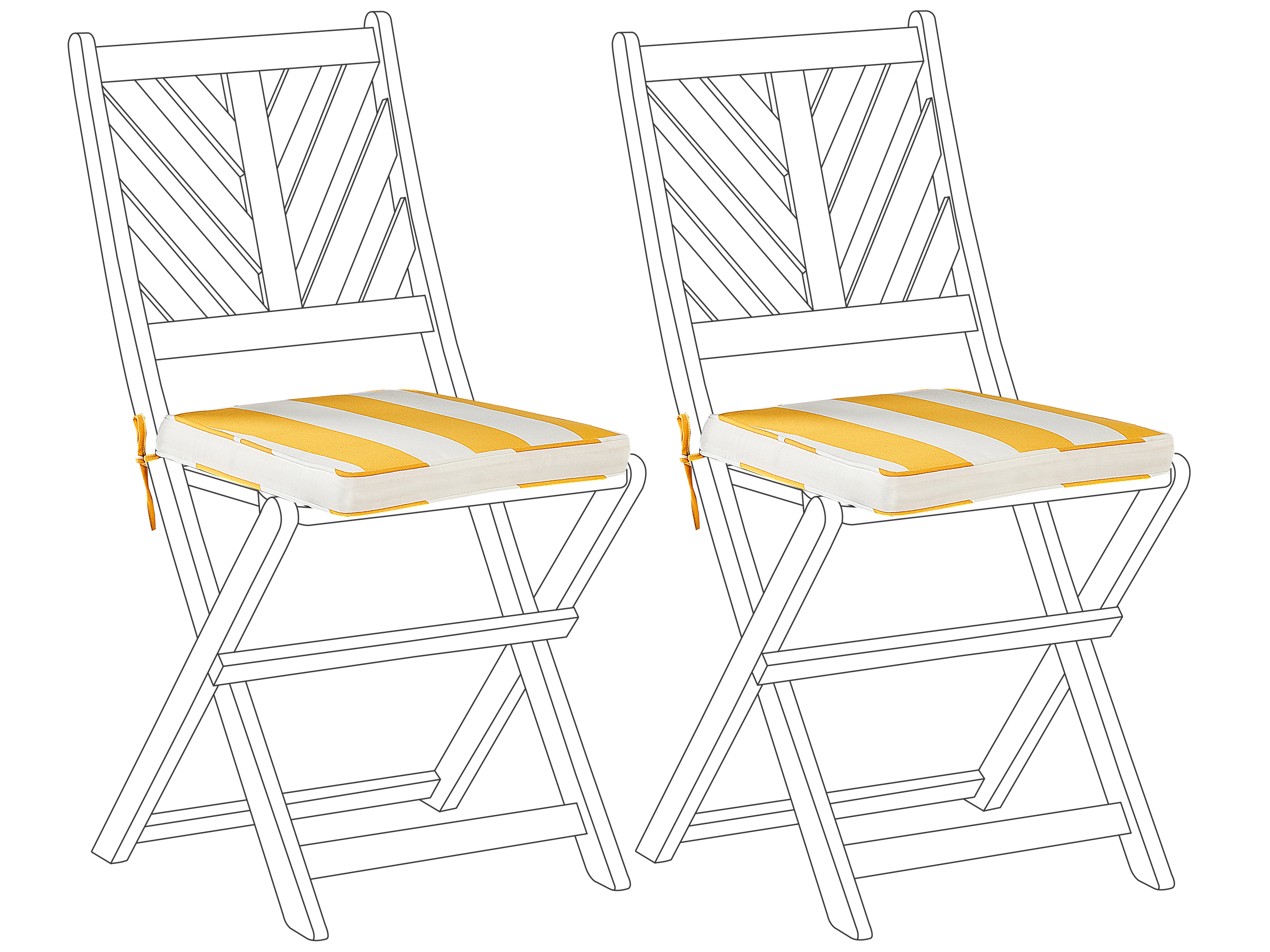 weiß 5 cm Sitzkissen 34 Set gelb x 37 2er gestreift Stuhl / für x TERNI
