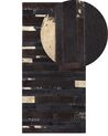 Tappeto patchwork vera pelle 80 x 150 cm nero e oro ARTVIN_517063