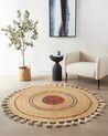 Okrúhly jutový koberec ⌀ 140 cm béžový OBAKOY_904161
