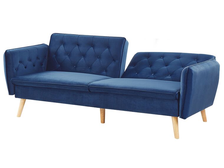 Velvet Sofa Bed Navy Blue BARDU Beliani.co.uk