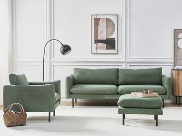 Fabric Living Room Set with Ottoman Green VINTERBRO