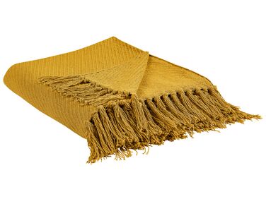 Manta de algodón amarillo mostaza 125 x 150 cm YARSA