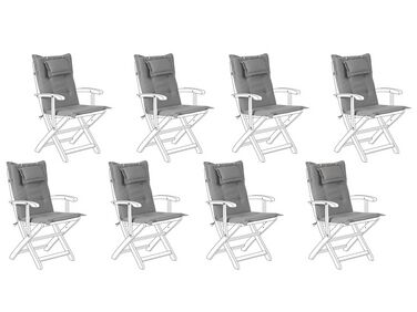 Set of 8 Outdoor Seat/Back Cushions Grey MAUI