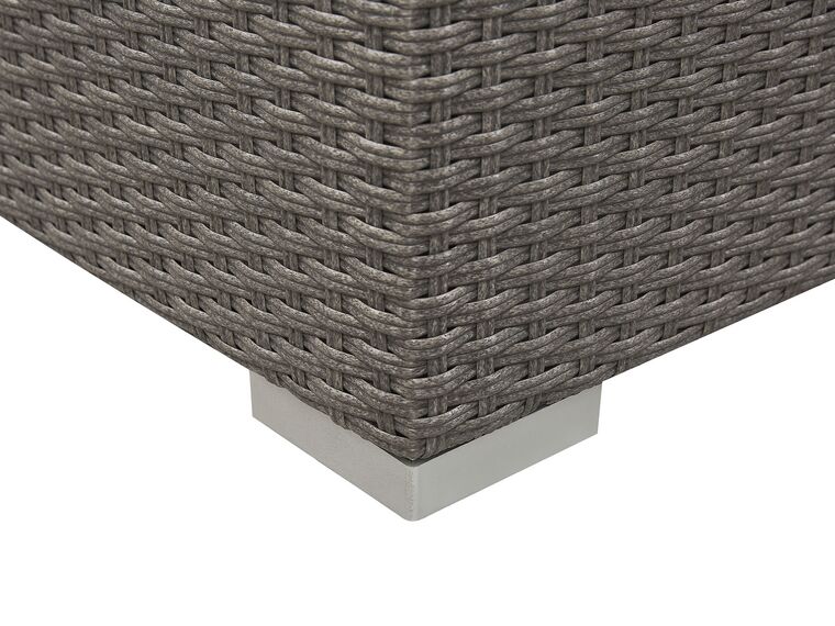 Set Mobili Da Giardino 5 Pezzi In Rattan Grigio – Tavolo Rotondo In Vetro Temperato + 4 Poltrone Con Cuscini, Per Terrazza E Balcone