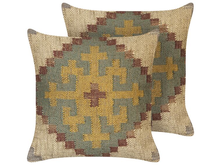 Set of 2 Jute Cushions 45 x 45 cm Multicolour SARON_847524
