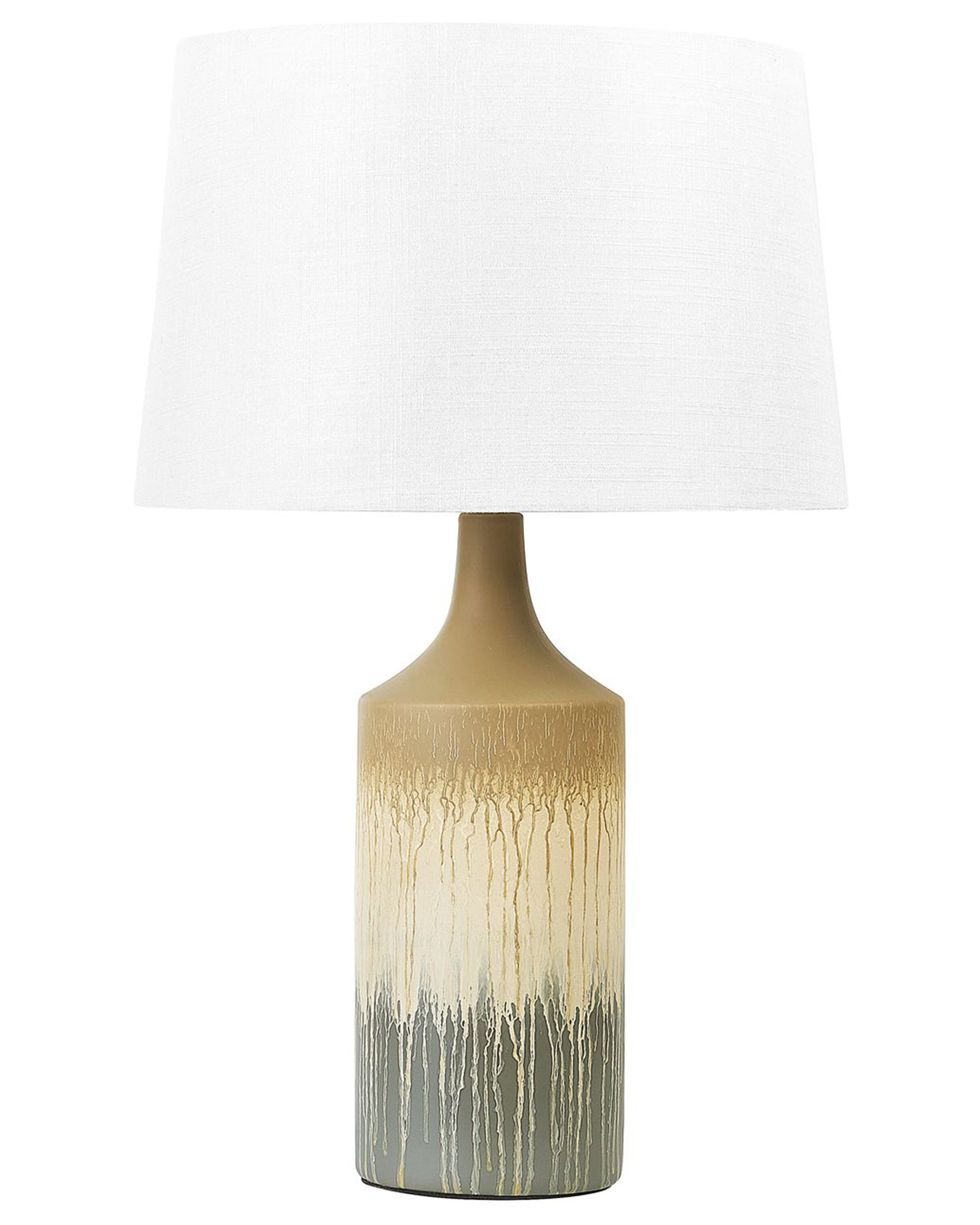 Lámpara de mesa de cerámica/lino beige/gris/blanco 64 cm CALVAS