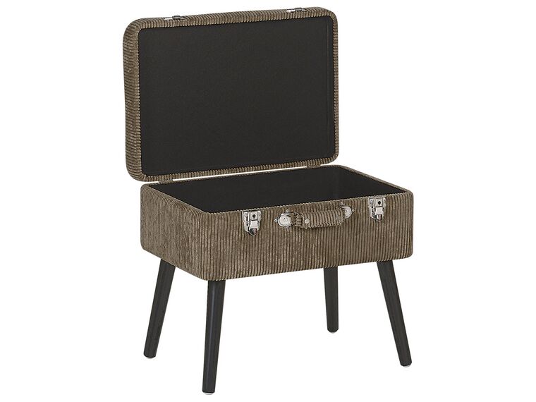 Poltrona Moderna Con Sgabello In Velluto A Coste Beige – Piedini In Legno, Cuscini Inclusi, Stile Rustico Chic