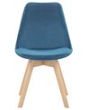 Conjunto de 2 sillas de comedor de terciopelo azul/madera clara DAKOTA II_767897