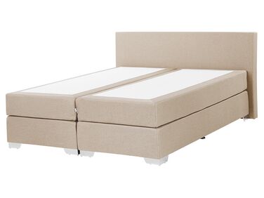 Čalúnená kontinentálna posteľ béžová 160x200 cm PRESIDENT