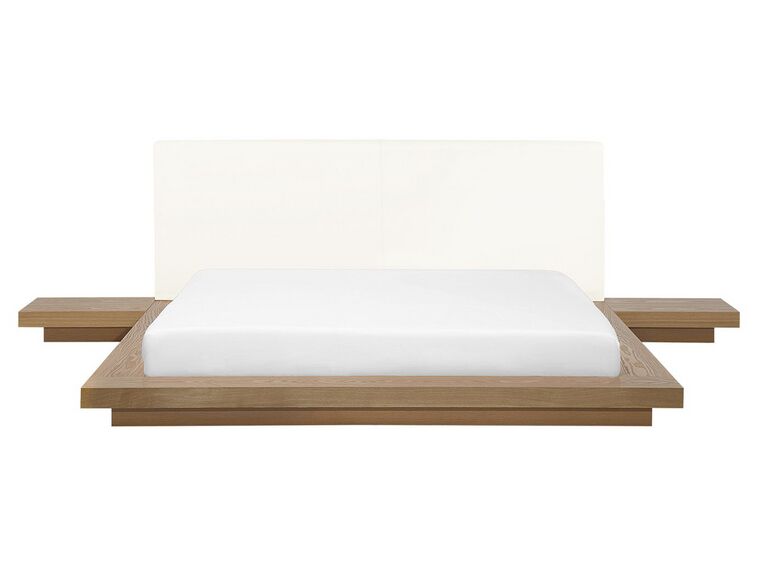 EU King Size Waterbed with Bedside Tables Light Wood ZEN_754543