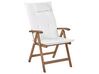 Conjunto 2 cadeiras de jardim em madeira escura de acácia e almofadas branco creme AMANTEA_879723