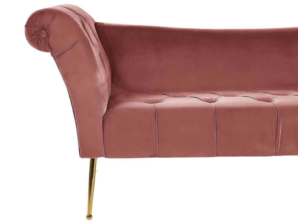 Velvet Chaise Lounge Pink NANTILLY Beliani.co.uk