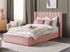 Zamatová posteľ s úložným priestorom 140 x 200 cm ružová NOYERS_834489