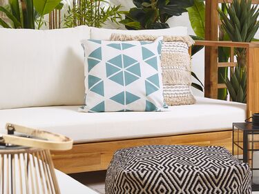 Set of 2 Outdoor Cushions Geometric Pattern 45 x 45 cm White and Blue RIGOSA