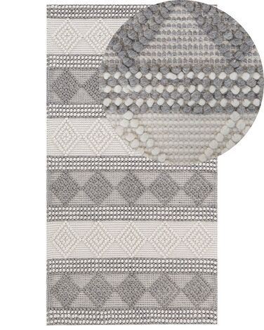 Teppich Wolle beige / grau 80 x 150 cm geometrisches Muster Kurzflor BOZOVA