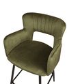Conjunto de 2 sillas de bar de terciopelo verde oliva SANILAC_912695