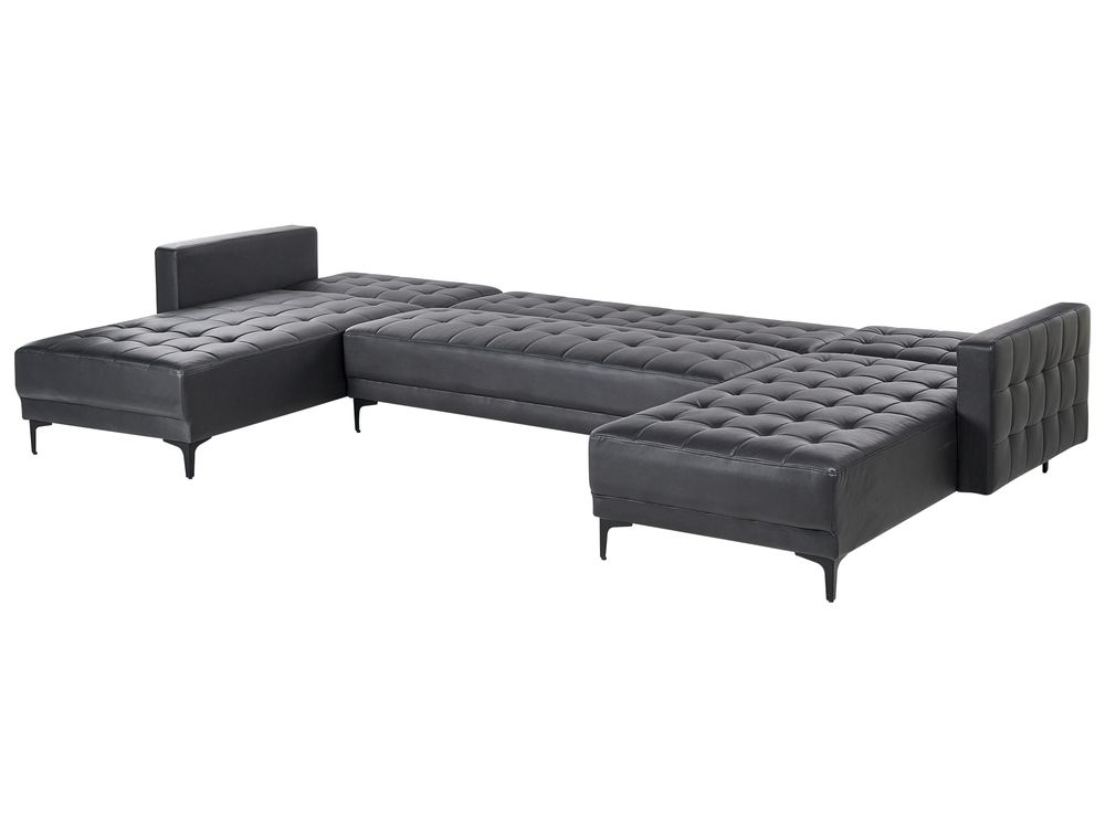 5 Seater UShaped Modular Faux Leather Sofa Black ABERDEEN Beliani.co.uk