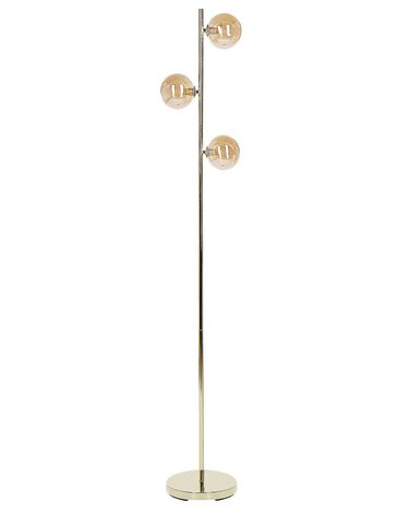 Stehlampe Metall / Rauchglas gold 154 cm 3-flammig Kugelform RAMIS