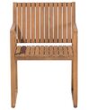 Conjunto de 8 sillas de jardín de madera de acacia clara con cojines gris claro SASSARI_867412