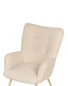 Boucle Wingback Chair with Footstool Beige VEJLE II_901646